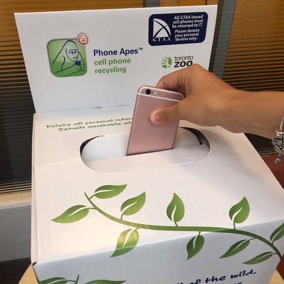 People Power Challenge participant recycles used smartphone through Toronto Zoo Phone Apes program