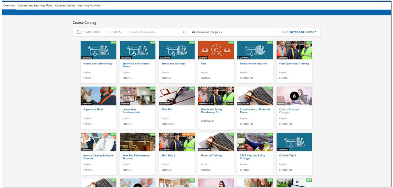 screen capture of new TRCA learning and development hub