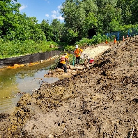 TRCA team members perform stream restoration at Boyd Conservation Park