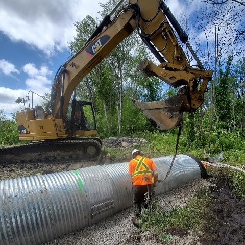 TRCA team members construct livestock crossing on private land in Caledon to protect sensitive habitat