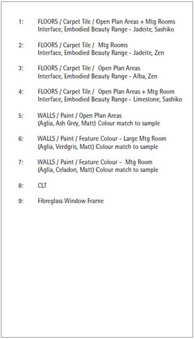 guide to interior finishes for new TRCA administrative building