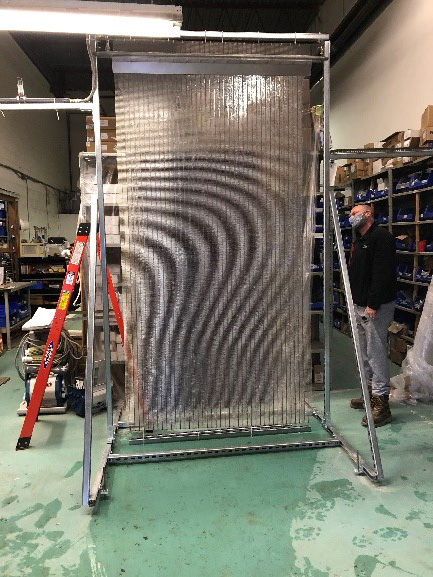 flow and coverage test of water wall panel for TRCA administrative building