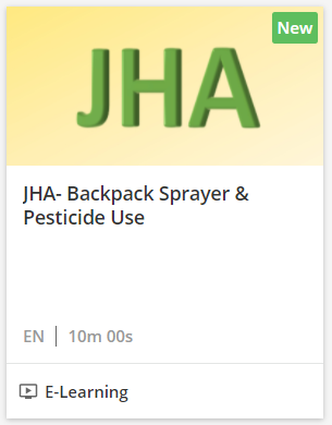 JHA Course - Backpack Sprayer and Pesticide Use