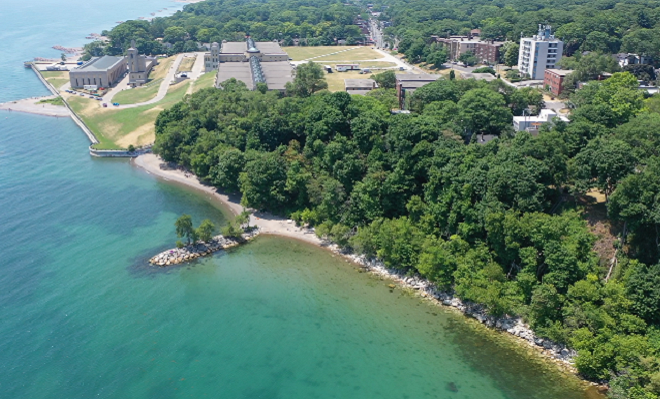 Scarborough waterfront looking west to R.C Harris Wastewater Treatment Plant
