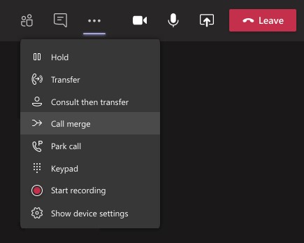 select Call merge to merge your current call with a new one