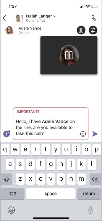 consultative transfer as seen in mobile view