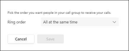 Go to the Ring order menu and select All at the same time to ring everyone simultaneously or In the order above to call people in order in 20-second intervals