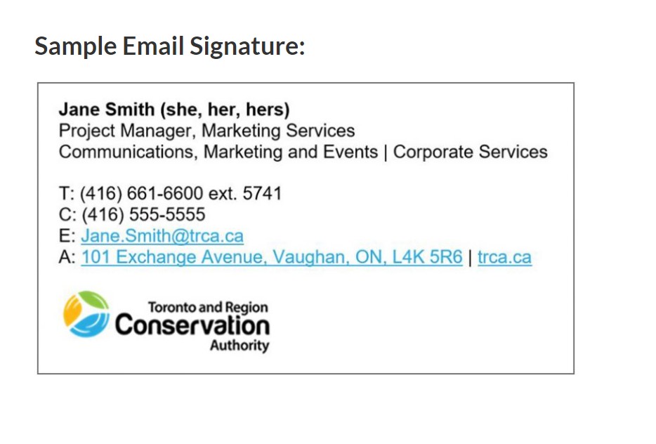 sample TRCA email signature