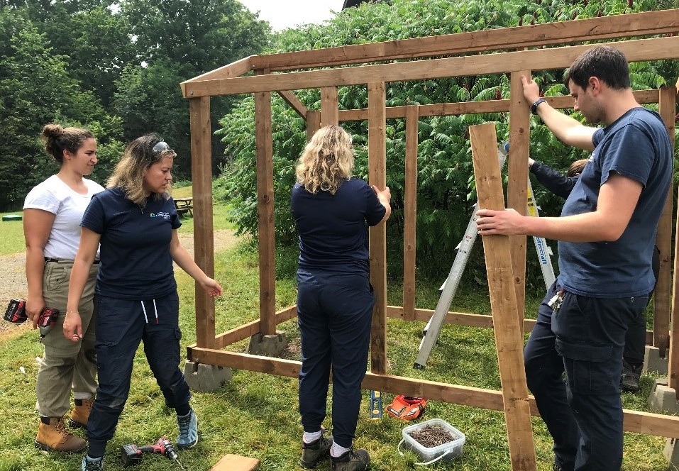 Peel Community Learning staff work with Conservation Parks and Lands team to build outdoor Monarch butterfly enclosure at Claireville Conservation Area