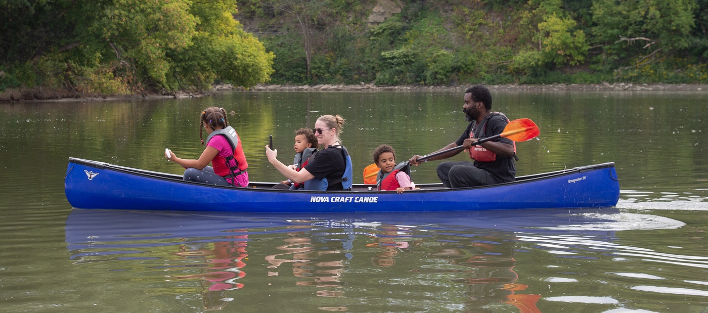 visitors at the TRCA Celebrate the Humber event explore the river by canoe