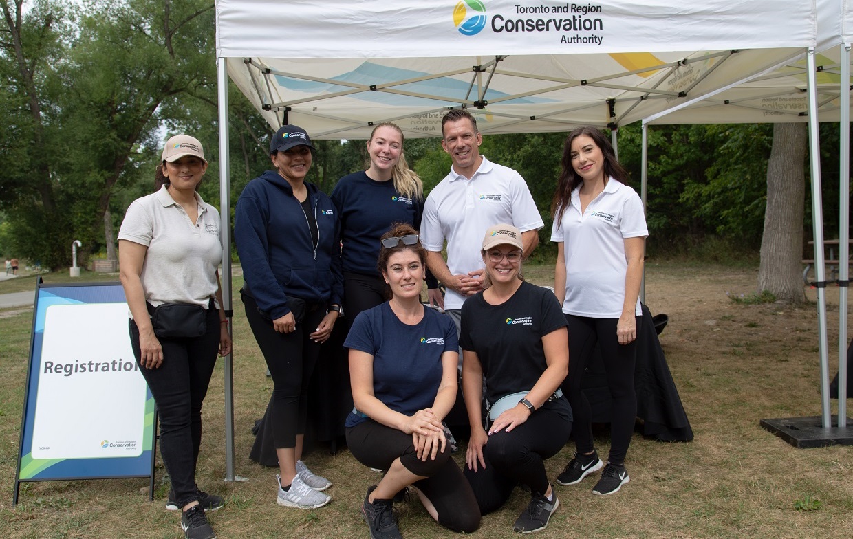 Staff pose for group portrait after successful completion of TRCA Celebrate the Humber event