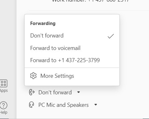 to update your out of office voicemail select Dont forward followed by more settings