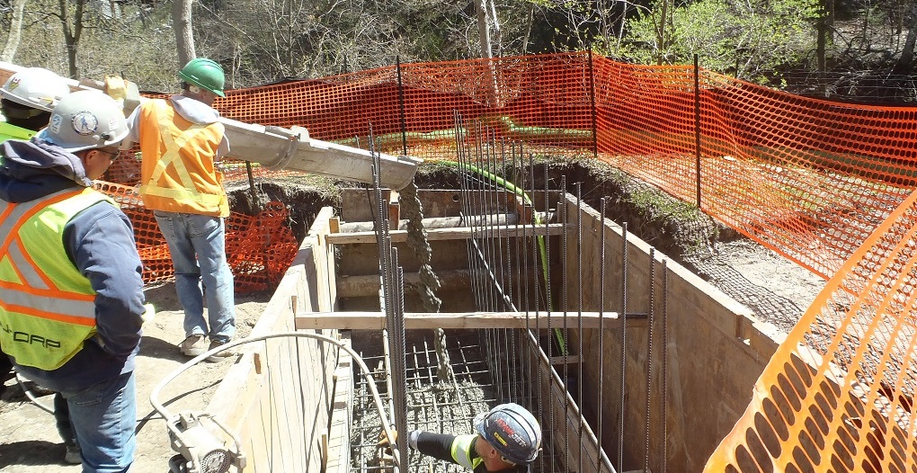 TRCA construction team members at work on the East Don Trail