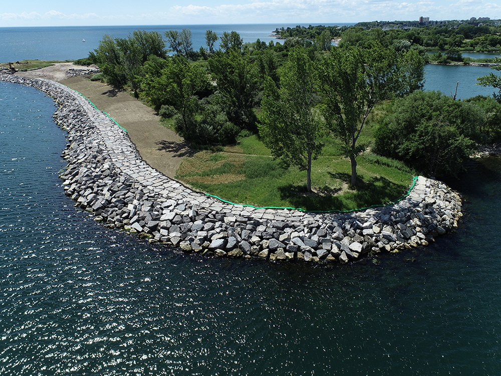completed stone work and restoration of northeastern headland
